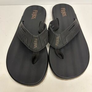 Flojos Black Men’s Flip Flop Sandals Memory Foam Memex Footbed Size 12 New